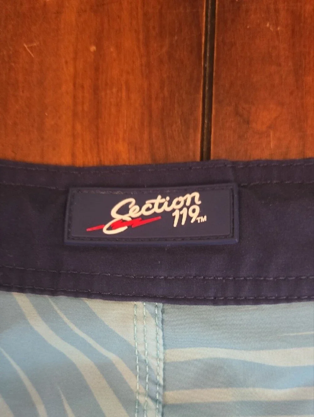 Section 119 Grateful Dead Light Blue Men's Swim Board Shorts with Navy Waistband